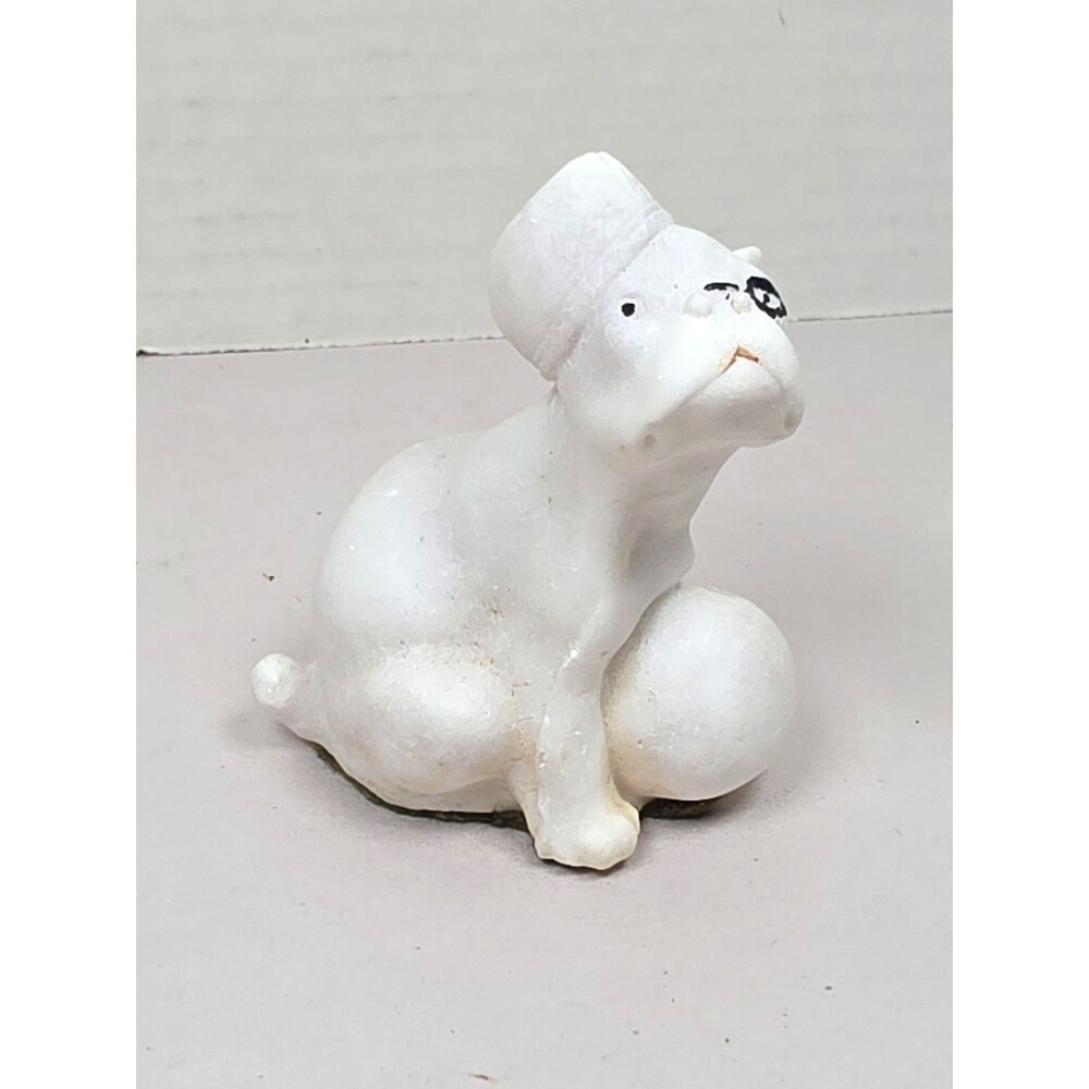 Vtg 1940s Carnival US Army Cap Prize Bull Dog Statue W/ Hat White Bulldog